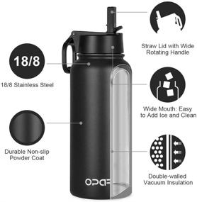 img 3 attached to 🚰 Opard Stainless Steel Water Bottle: 32 oz Vacuum Insulated, Leak-Proof, with Straw - Perfect for Gym, Travel, Camping