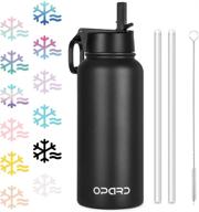 🚰 opard stainless steel water bottle: 32 oz vacuum insulated, leak-proof, with straw - perfect for gym, travel, camping logo