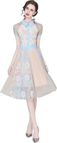 img 4 attached to Womens Elegant Embroidered Flounce Overlay Women's Clothing and Dresses