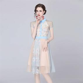 img 1 attached to Womens Elegant Embroidered Flounce Overlay Women's Clothing and Dresses