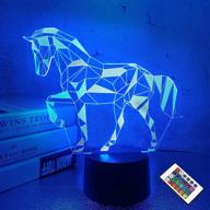 🐴 horse illusion 3d night light bedside lamp for kids - 16 colors changing with remote control, perfect birthday gift for child, baby boy, and girl logo
