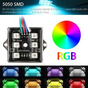 img 3 attached to 🚛 СВЕТОДИОДНЫЕ лампы для грузовиков SUNJOYCO, 8Подовый RGB многоцветный комплект освещения - 48 сверхярких светодиодов, беспроводной пульт дистанционного управления, водонепроницаемый - грузовик пикап прицепная колеса судно - 8шт RGB улучшенная версия