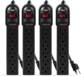 img 4 attached to 💡 KMC 6-Outlet Surge Protector Power Strip 4-Pack with Overload Protection, 2-Foot Cord, 600 Joule Capacity