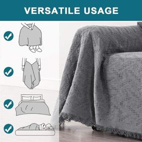 img 1 attached to 🛋️ Turquoize Cotton Grey Sofa Cover - Couch Protector and Throw Cover for Sectional Couches. Washable and Durable Sofa Couch Cover, Designed with Geometrical Woven Jacquard Fabric. Perfect for Dog Owners. Available in XX-Large size in Grey.