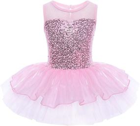 img 4 attached to IEFiEL Sequin Chiffon Leotard Dress for Active Girls' Clothing