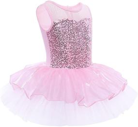 img 2 attached to IEFiEL Sequin Chiffon Leotard Dress for Active Girls' Clothing