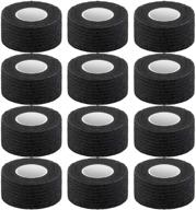 🏥 pangda 12-piece adhesive bandage wrap: stretchable self-adherent tape for sports - wrist, ankle (5 yards, 1 inch, black) логотип