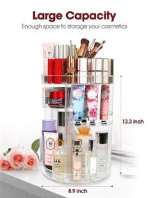 img 2 attached to 💄 Kootek Rotating Makeup Organizer - 360° Spinning Storage Rack for Cosmetics - Adjustable Swivels, Large Capacity Holder with 4 Layers - Clear