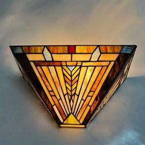 img 3 attached to 🔮 Mission Style Stained Glass Wall Sconce - Cotoss Tiffany Wall Light with Lamp Shade, Ideal for Living Room and Bedroom Lighting