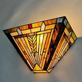 img 4 attached to 🔮 Mission Style Stained Glass Wall Sconce - Cotoss Tiffany Wall Light with Lamp Shade, Ideal for Living Room and Bedroom Lighting