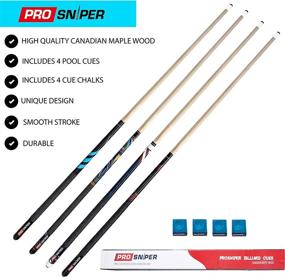 img 3 attached to 🎱 ProSniper Pool Cues: 4 High-Quality Canadian Maple Wood Cue Sticks with Bonus Chalk - Perfect for Professional Billiard Players