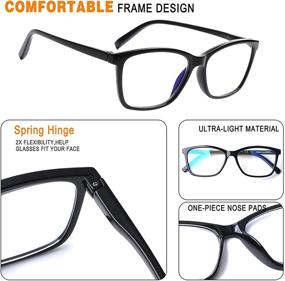 img 2 attached to Stylish Spring Hinge Norperwis Blue Light Blocking Square Reading Glasses for Women and Men