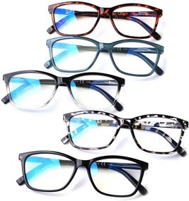 img 4 attached to Stylish Spring Hinge Norperwis Blue Light Blocking Square Reading Glasses for Women and Men