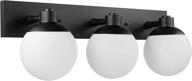 🛁 llhzsy 3-light mid-century matte-white globe glass bathroom vanity light - modern wall sconces wall lamp fixture in black логотип