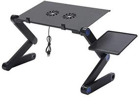 img 1 attached to 📚 Height-Adjustable Laptop Table Stand for Bed Desk, Portable Laptop Riser Notebook Stand with Cooling Fans - Perfect for Bed, Couch, Sofa, and Office Use