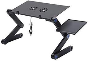 img 3 attached to 📚 Height-Adjustable Laptop Table Stand for Bed Desk, Portable Laptop Riser Notebook Stand with Cooling Fans - Perfect for Bed, Couch, Sofa, and Office Use