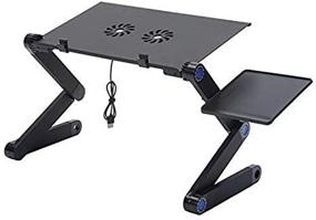 img 2 attached to 📚 Height-Adjustable Laptop Table Stand for Bed Desk, Portable Laptop Riser Notebook Stand with Cooling Fans - Perfect for Bed, Couch, Sofa, and Office Use