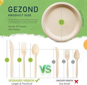 img 3 attached to 🍽️ 200Pcs Gezond Disposable Paper Plates Set, 9-inch Compostable Plate Utensils Eco Friendly Dinnerware Set Includes Biodegradable Plates, Forks, Knives, and Spoons for Party Camping, 50 Each