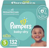 👶 pampers baby dry diapers size 5 - enormous pack, 132 count: disposable baby diapers logo