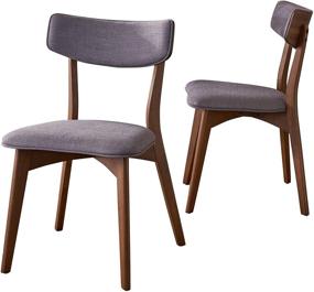 img 1 attached to 🪑 Set of 2 Dark Grey Mid-Century Modern Fabric Dining Chairs by Christopher Knight Home with Natural Walnut Finish on Rubberwood Frame