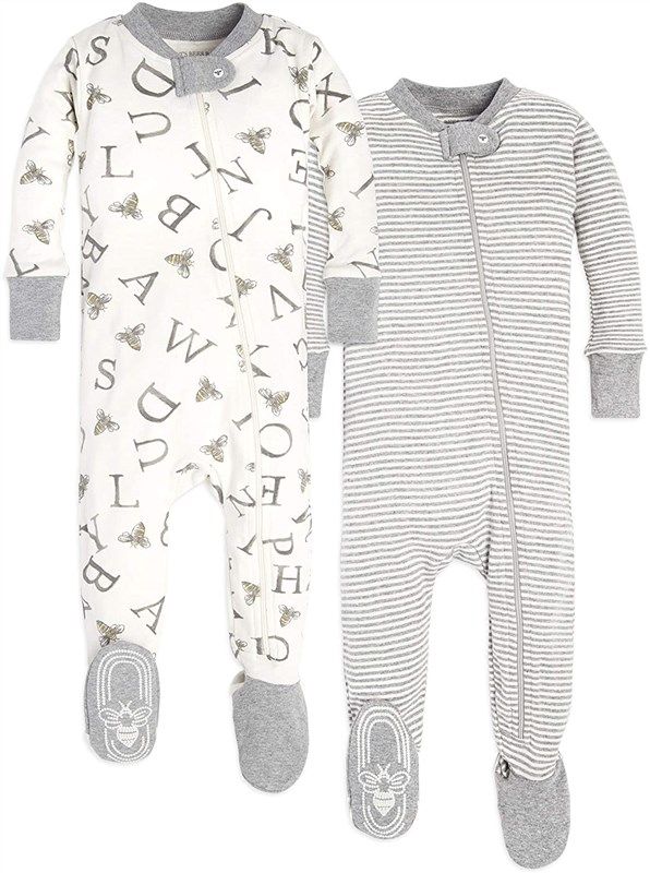 burts bees baby pajamas stripes logo
