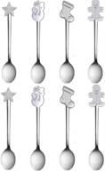 ☕️ 8-pack eshylala creative christmas spoon set - stainless steel coffee, tea, soup stirring spoons, 5 inch logo