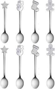 img 4 attached to ☕️ 8-Pack Eshylala Creative Christmas Spoon Set - Stainless Steel Coffee, Tea, Soup Stirring Spoons, 5 Inch