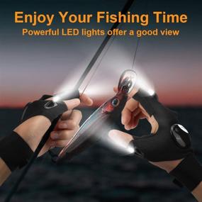 img 2 attached to 🧤 Stocking Stuffers: LED Flashlight Gloves, Cool Gadgets Gifts for Dad, Husband, Boyfriend - Hands-Free Light Fingerless Gloves for Car Repair, Night Fishing, Camping