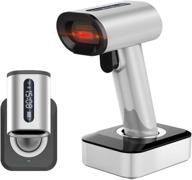 📱 advanced handheld 2d wireless bluetooth barcode scanner with display screen, for screen and printed bar code scan, handsfree stand included - silver logo