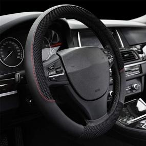img 4 attached to 🚗 Enhance Your Driving Experience with the Anti-slip Car Steering Wheel Cover in Universal 15"/38cm (BLACK)