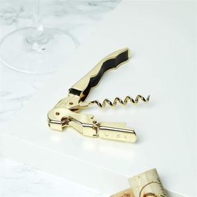 img 1 attached to 🍾 24k Gold Plated Signature Double Hinged Corkscrew Wine Bottle Opener with Foil Cutter - Waiter’s Corkscrew Wine Key, 4.75" for Improved SEO