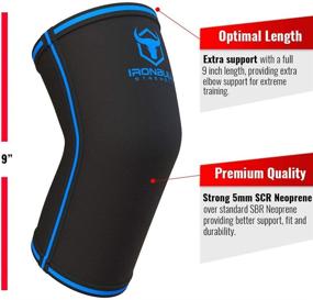 img 1 attached to 💪 Iron Bull Strength Elbow Sleeves 5mm (1 Pair) - Advanced Elbow Support for Weightlifting, Weight Training & Powerlifting - Top Compression Straps - for Men and Women