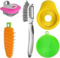 🥕 5-piece flexible vegetable brush set: fruit and vegetable brushes with bendable fruit brush scrubber and peeler logo