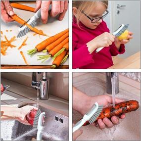 img 3 attached to 🥕 5-Piece Flexible Vegetable Brush Set: Fruit and Vegetable Brushes with Bendable Fruit Brush Scrubber and Peeler