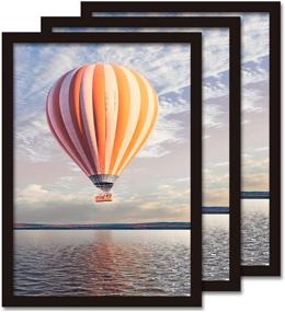 img 4 attached to 🖼️ A3 Black Picture Frame 3 Pack - Solid Wood, Ideal for Documents, Posters, and Photos - Wall Mountable