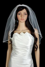 img 3 attached to 💍 Ivory 1 Tier Shoulder Length Bridal Wedding Veil with 1/8in Satin Ribbon Edge