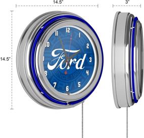 img 2 attached to 🕒 Улучшенный SEO: Настенные часы с неоновым дизайном Trademark Gameroom Ford Genuine Parts с двойным хромированным ободом.