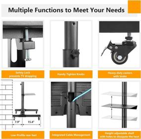 img 1 attached to 📺 Large Portable Rolling TV Stand with Wheels - Height Adjustable Floor Stand for 32-70 Inch Flat Screens including a Laptop Shelf - Display Trolley by 5Rcom