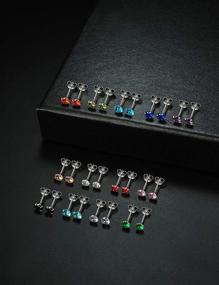 img 3 attached to Sterling Silver Round-Cut Solitaire CZ Stud Earrings Set - Mixed Colors Cubic Zirconia Stud Earrings, Hypoallergenic Gift for Women, Men, Girls, and Teens