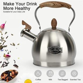 img 3 attached to Top-rated 2.8 Quart Stainless Steel Whistling Tea Kettle - Stovetop Teapot with Whistle - Silver Tea Pot by (Brand Name)