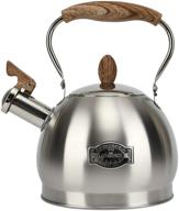 top-rated 2.8 quart stainless steel whistling tea kettle - stovetop teapot with whistle - silver tea pot by (brand name) logo