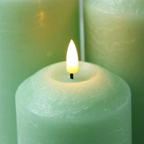 img 1 attached to 🕯️ Eywamage Green Flameless Pillar Candles with Remote Control, Flickering Christmas LED Candles Battery Operated, Textured Real Wax