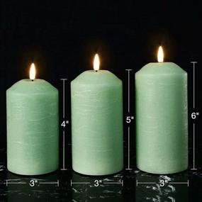 img 3 attached to 🕯️ Eywamage Green Flameless Pillar Candles with Remote Control, Flickering Christmas LED Candles Battery Operated, Textured Real Wax