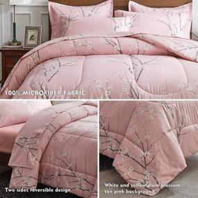 img 1 attached to AIKASY 7 Piece Queen Size Bed in a Bag Set - Floral Print - Soft Microfiber - Reversible Comforter Set with Pillow Shams, Sheets, and Pillowcases (Pink, Queen)