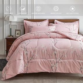 img 2 attached to AIKASY 7 Piece Queen Size Bed in a Bag Set - Floral Print - Soft Microfiber - Reversible Comforter Set with Pillow Shams, Sheets, and Pillowcases (Pink, Queen)