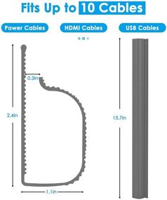 img 1 attached to 🔌Кабельный канал J Channel - Организатор кабелей под столом | Проводная подставка для стола | 62.8 дюймов управления кабелями | Офис и дом | 4X L15.7in x W1.1in x H2.4in | JCC01-Серый