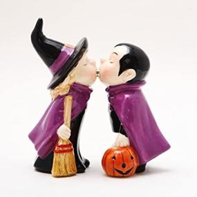 img 1 attached to Pacific Giftware Halloween Witch Couple Pumpkin Salt & Pepper Shakers - Spook up Your Seasonal Table Setting!