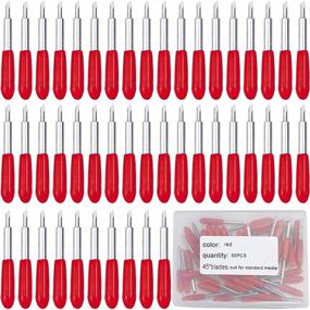 img 4 attached to High-Quality 50 Pcs Replacement Cutting Blades for Cricut Explore Air/Air 2 Maker Expression - Vinyl and Fabric Crafting Accessories (Red - 45°)