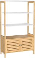 🚽 songmics bamboo bathroom cabinet with double doors, free-standing bathroom storage, 3 shelves, natural and white, 27.6 x 11.8 x 47.2 inches, ubcb010n01 logo