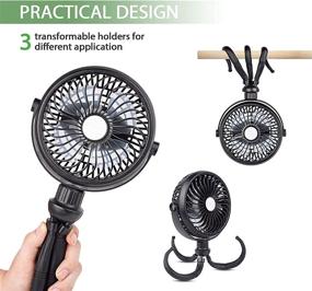 img 2 attached to AJOYEUX Battery Powered Clip-on Fan | Rechargeable, Flexible Tripod Fan for Baby Stroller, Car Seat, Personal Camping - Black